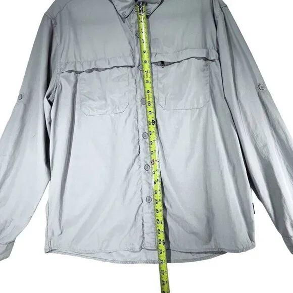 White Sierra Outdoor Shirt Beige Medium Fishing Hiking Vented Rolled Sleeves - Picture 15 of 16